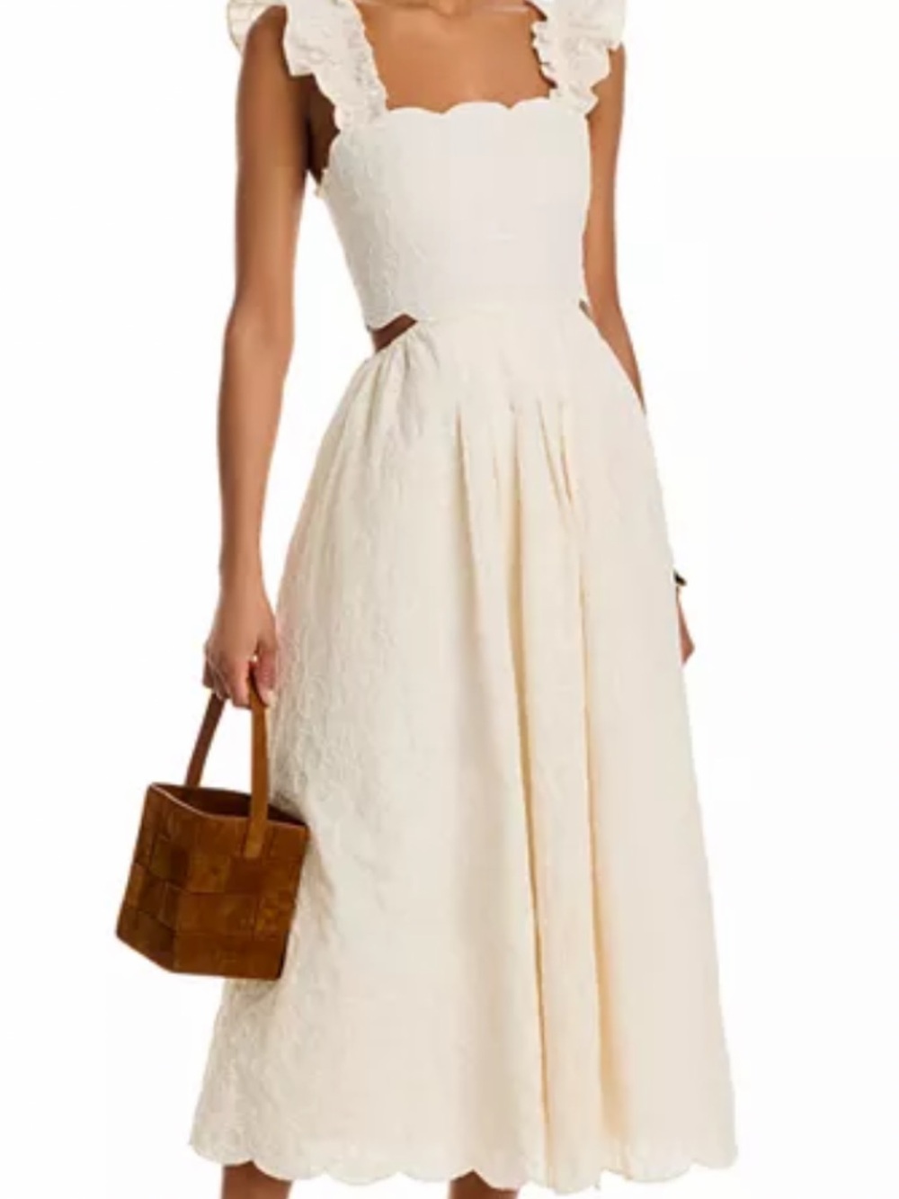 Aqua Embroidered Scallop Trim Dress
